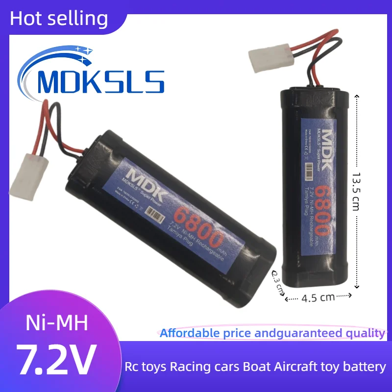 2026 7.2V 6800mAh NiMH Replacement RC Battery with Tamiya Discharge Connector for RC Toys Racing Cars Boat Aircraft