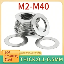 M3 M4 M5 M6 -M40 304 Stainless Steel Adjusting Ultrathin Precision Shim Gasket Ultra Thin Flat Wafer Washer Support Customize