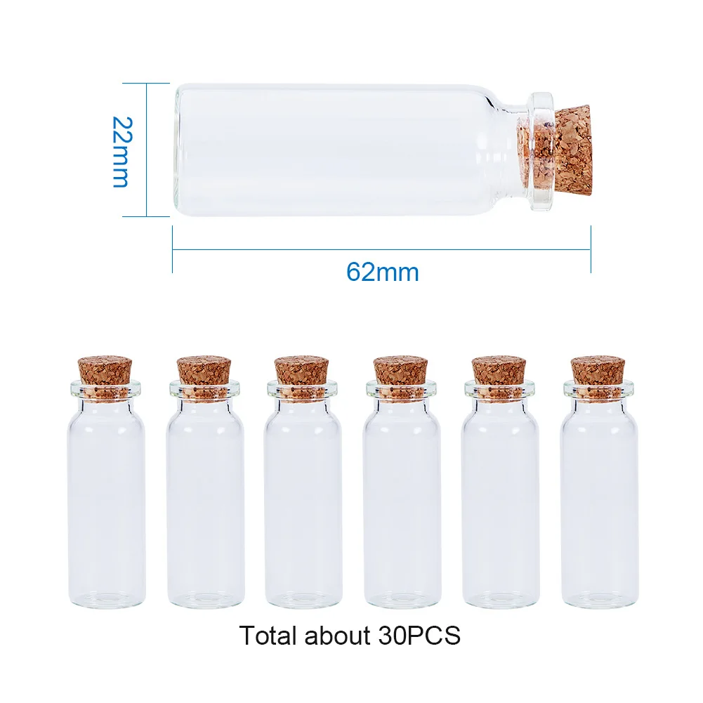 Glass Bottles Miniature Potion Bottle Mini Cork Glass Vials Wedding DIY Mini Drift Bottle Wishing Bottle Perfume Bottle 30pcs