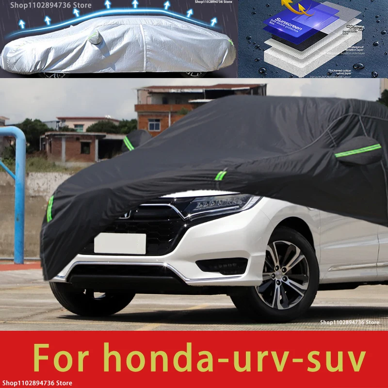 

For Honda UR-V Fit Outdoor Protection Full Car Covers Snow Cover Sunshade Waterproof Dustproof Exterior black car cover