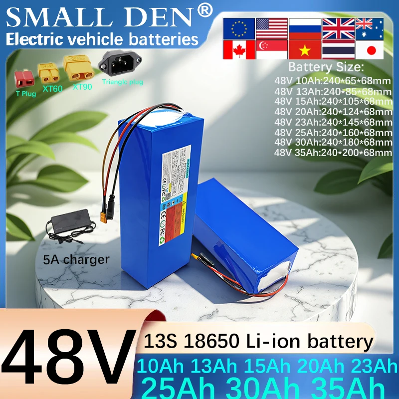 48V batterie lithium-ion10Ah 13Ah 15Ah 20Ah 23Ah 25Ah 30Ah-35Ah 18650 13S3P-10P pour 54.6V Li-ion batterie 1500Wmoteur+3Acharger