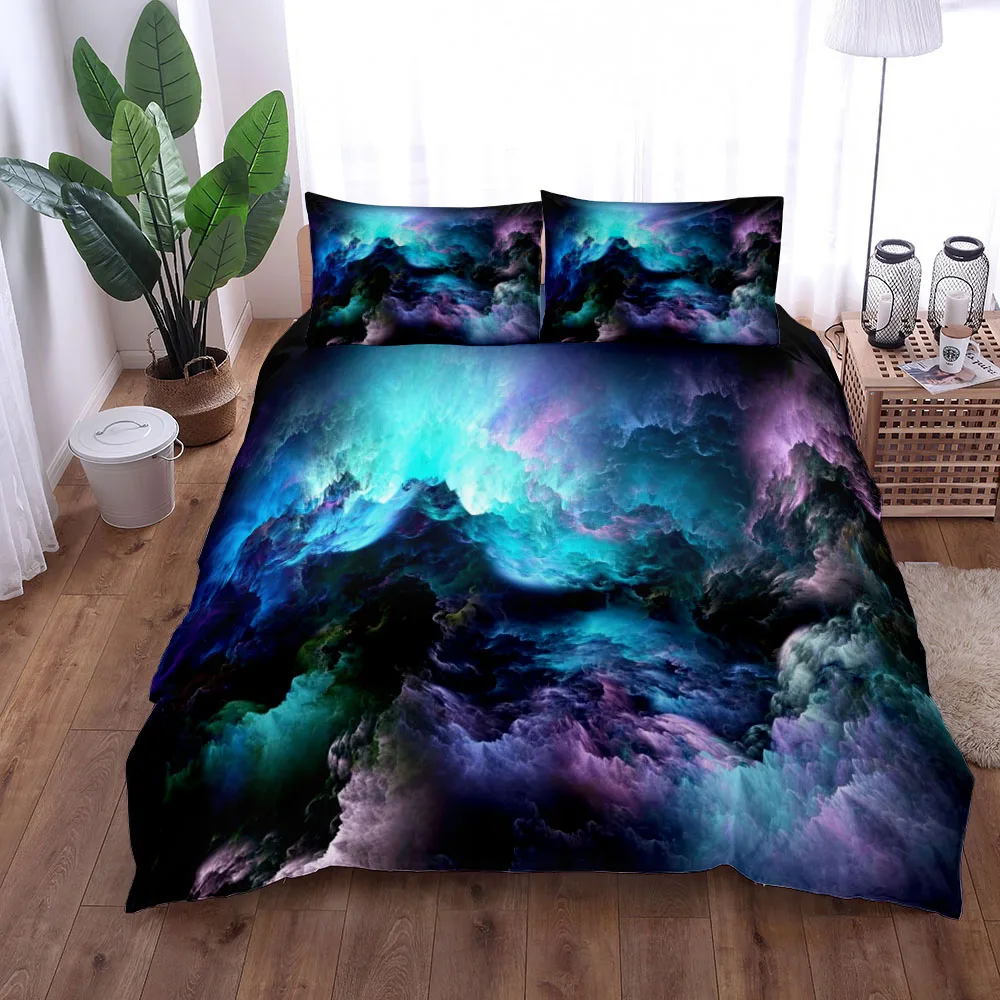 

Abstract Space Nebula Duvet Cover Set UK Single Double Queen King US Twin Full King Size Bed Linen Set