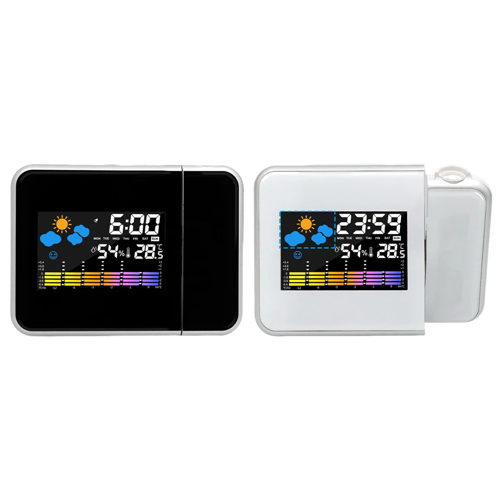 Led Digital Projector Alarm Clock Ceiling Projection Clock With Time,temperature Display, Backlight Snooze Function
