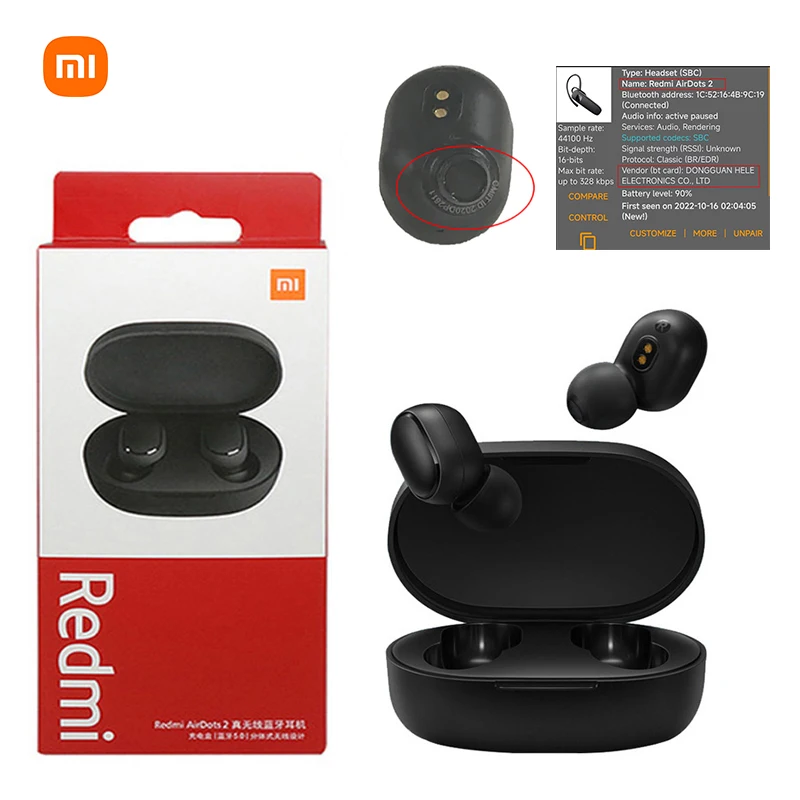 5/10PCS Xiaomi Redmi Airdots 2 Bluetooth In Ear Earphones Wireless Bluetooth Headset with Mic Sport Music Headphones Earbuds