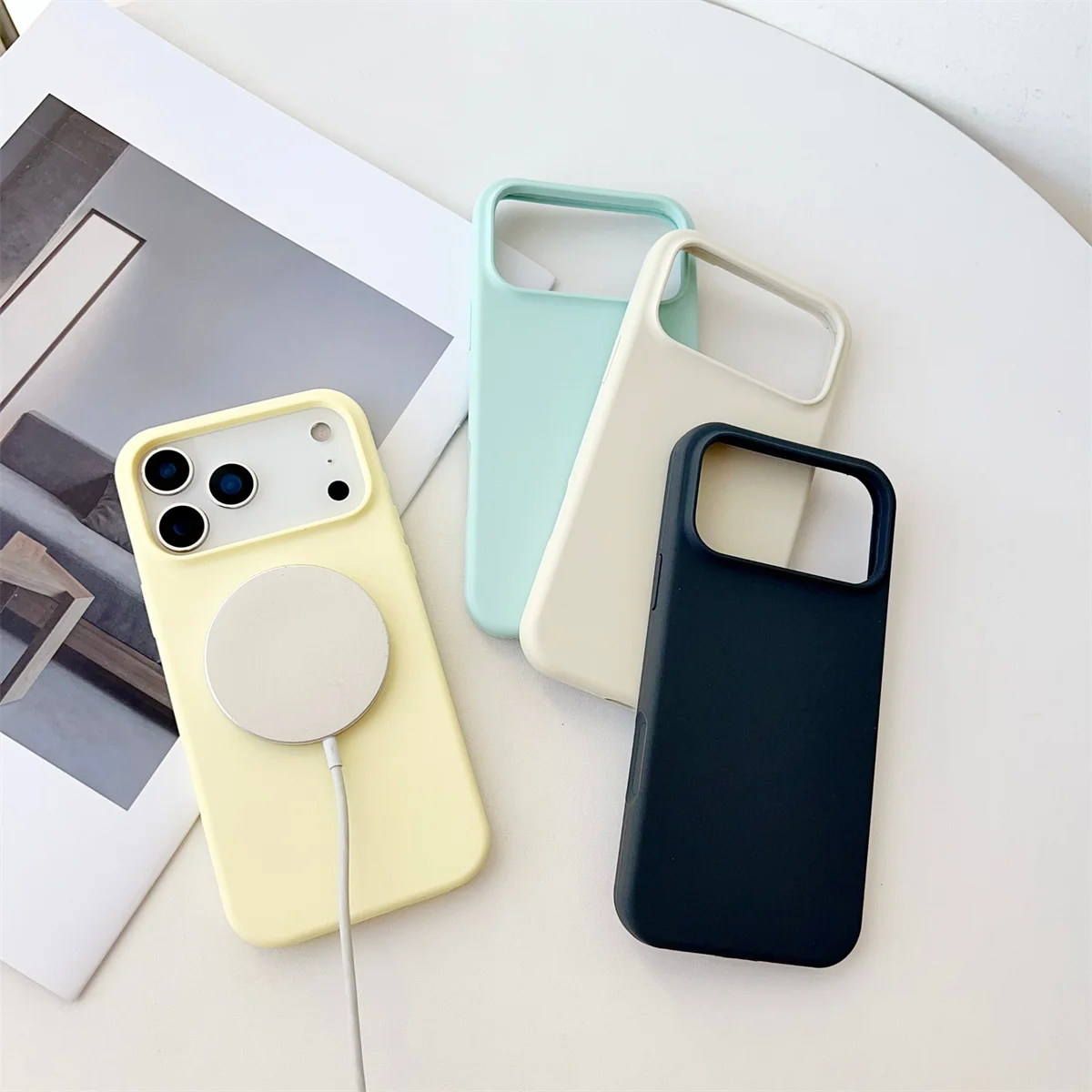Flüssige Silikon-Softphone-Hülle für Apple IPhone 17 Air 16 15 14 13 12 11 Pro Max Plus Magnetische kabellose Lade-Schutzhülle