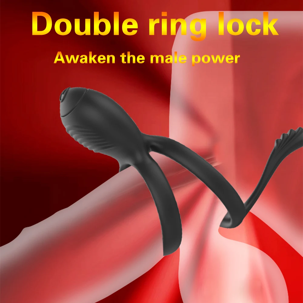 Cock Ring Vibrator for Men Double Penis Rings Delay Ejaculation Cock Massager G spot Clitoris Stimulator Sex Toys for Couples