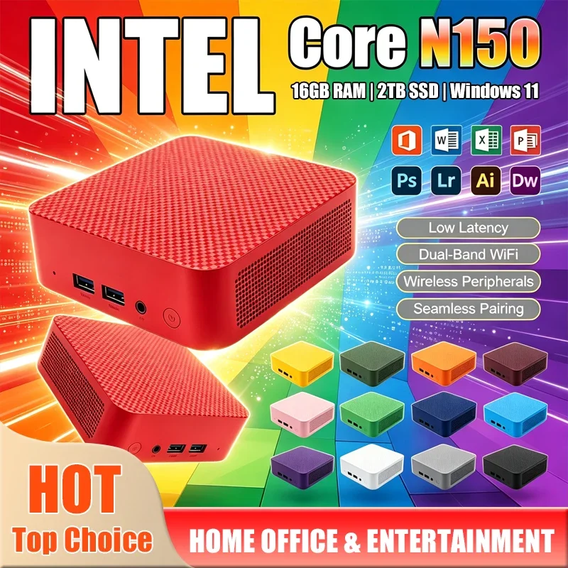 Mini PC Intel Core N150 Windows 11 Small Pocket Cmputer 16GB RAM 1TB/2TB SSD WIFI6 BT5.2 4K Desktop PC Gaming Computer