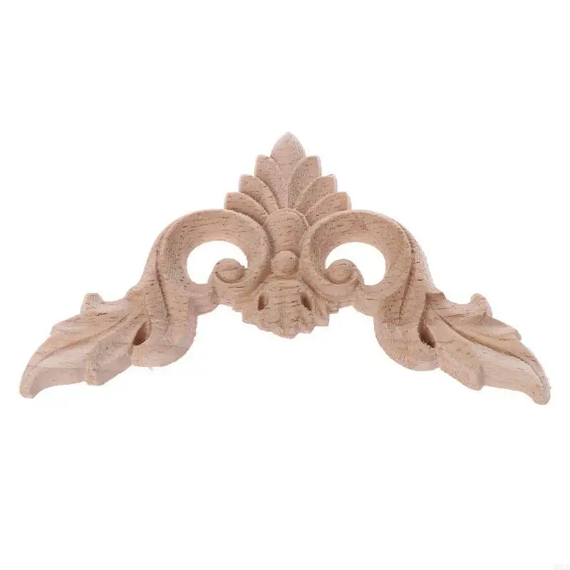 4pcs/set Carved Corner Flower Onlay Applique Unpainted Frame Cupboard Cabin D0LD