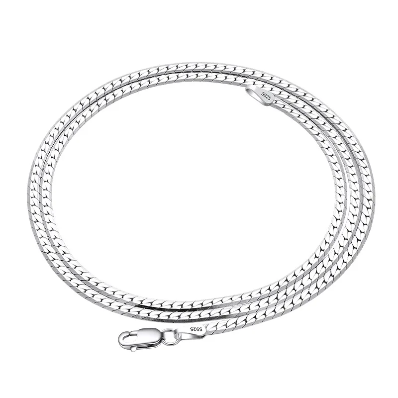 MIQIAO 925 Sterling Silver 2MM Link Chain Necklace Men\'s Chain Silver 925 Real 100% Women\'s Neck Chain Long 45 50 55 60CM Choker