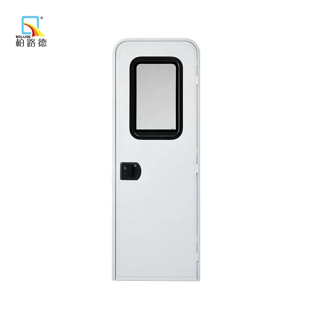 Custom Aluminum RV Entry Door Panel with Double Safe Lock Special Glass Caravan Door New Condition Glass Blackout