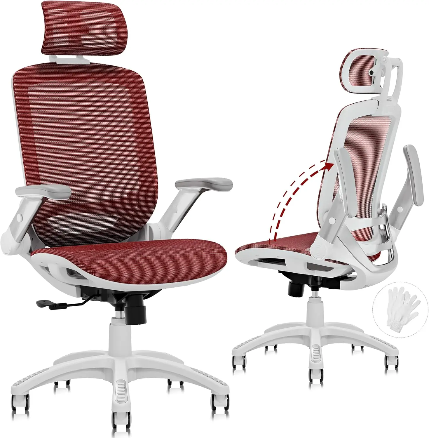 

Ergonomic Office Chair High Back Home Desk Chair with Headrest Flip Up Arms Tilt Lock and Wide Cushion 400LBS Mesh Chairs