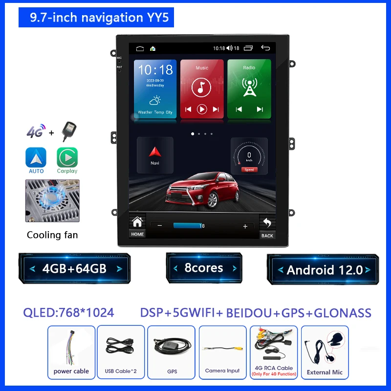 KNOWRO 9.7Inch Android 12 Carplay Auto 8 Core DSP Voor Nissan Autoradio Multimedia Video Player Navigaion 2Din