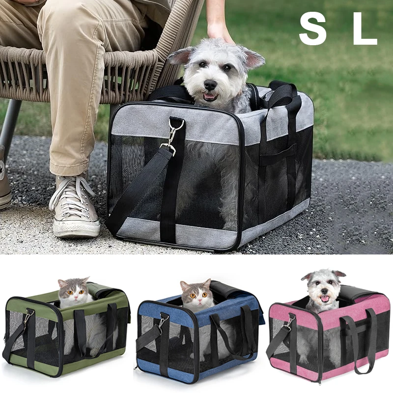 Portable Pet Bag Large Capacity Dog Bag Cat portable foldable small to medium dog cage mesh handbag