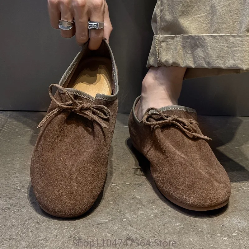 

British Style Flat Bottom Handmade Leather Shoes Men's Vintage Cowhide Comfortable Outdoor Office Casual Shoes Male Loafers