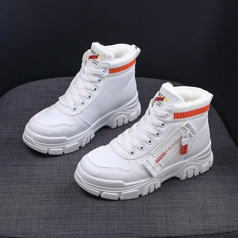 Winter Women Shoes High-top Shoes Platform Shoes Fashion PU Leather Short Plush Casual Shoes Female Brand Sneakers Zapatos Mujer