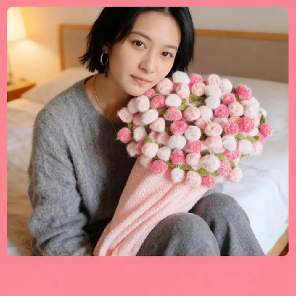 Unique Crochet Rose Bouquet Blanket Soft Pink Floral Throw Handmade Knitted Bedding Romantic Gift For Girlfriend Birthday Home