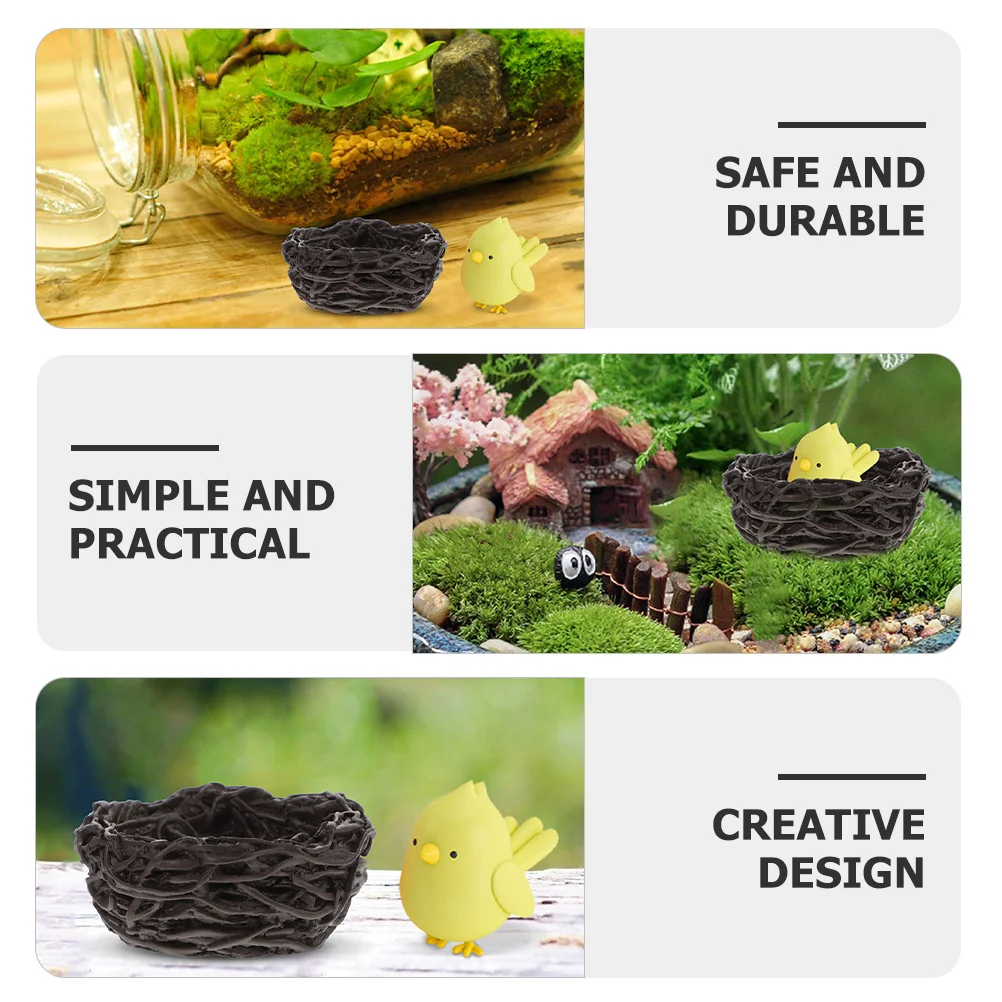 

12Pcs Mini Resin Bird Nest Adornments Simulation Bird Nest Crafts Balcony Garden Yard Outdoor Home Decor Accessories