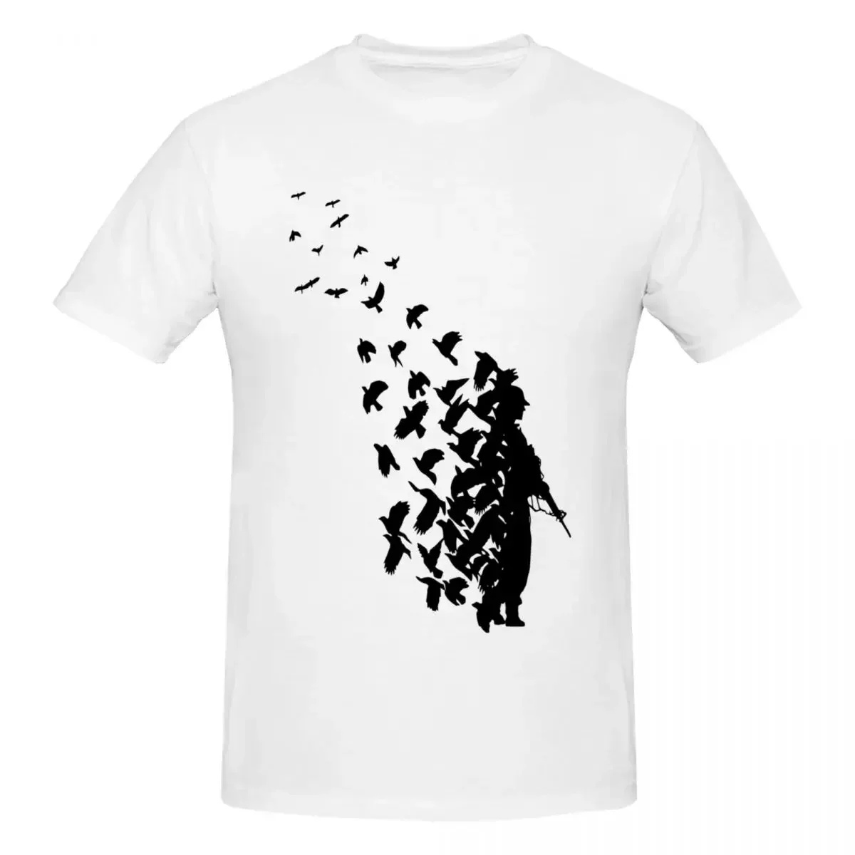 Mens clothing Banksy Birds T-shirt Men\'s Funny Oversized T Shirt Men O-Neck Summer Shirts Tops S-6XL