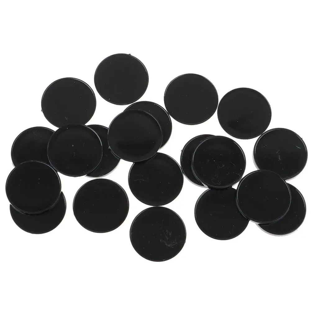 20-Pack Black Bases 22mm Dia. for RPG Role-Playing Game War Games Miniatures