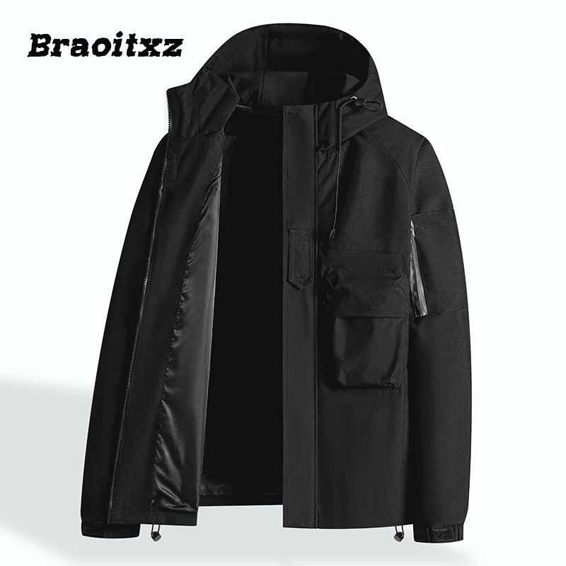 New Men Spring Autumn Fashion Casual Outdoor Sprots Camping Windproof Waterproof Jacket Coats Men High Quality Hooded Jacket Men