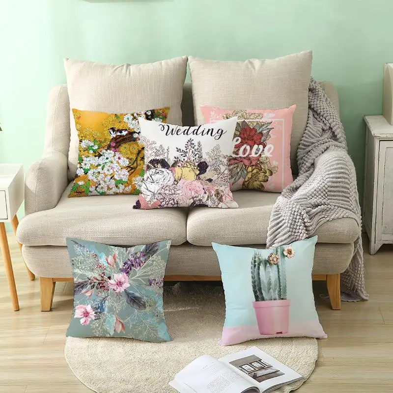 1pcs Creative 3D Plant Flower Series Pillowcase Fashion Home Sofa Decoration Cushions Cover Colorful Printed Pillow Case