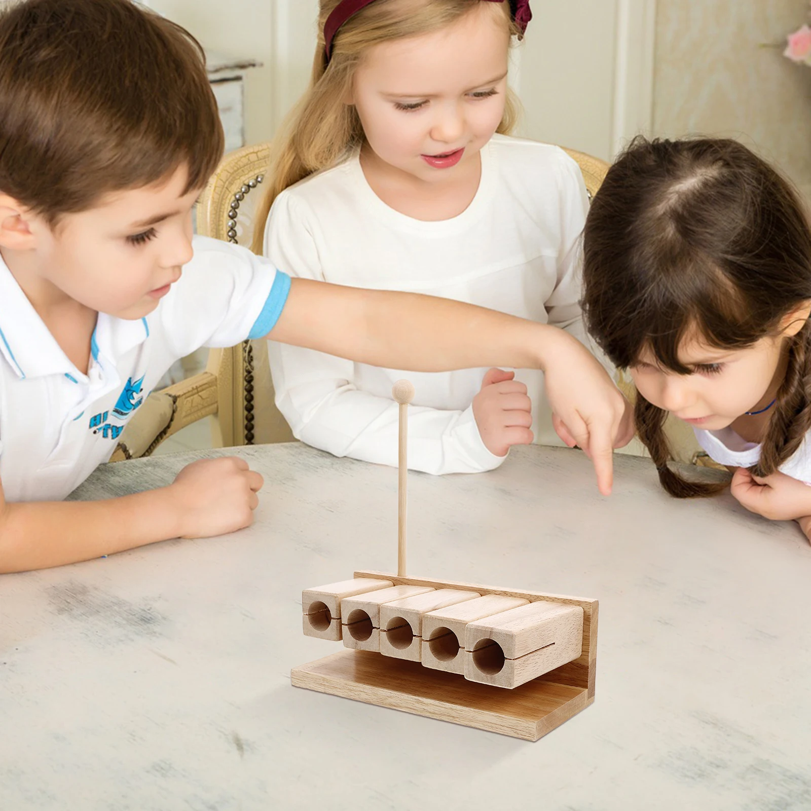 

Five-note Clapper Kids Musical Percussion Block Light Brown Hand Drum Instrument