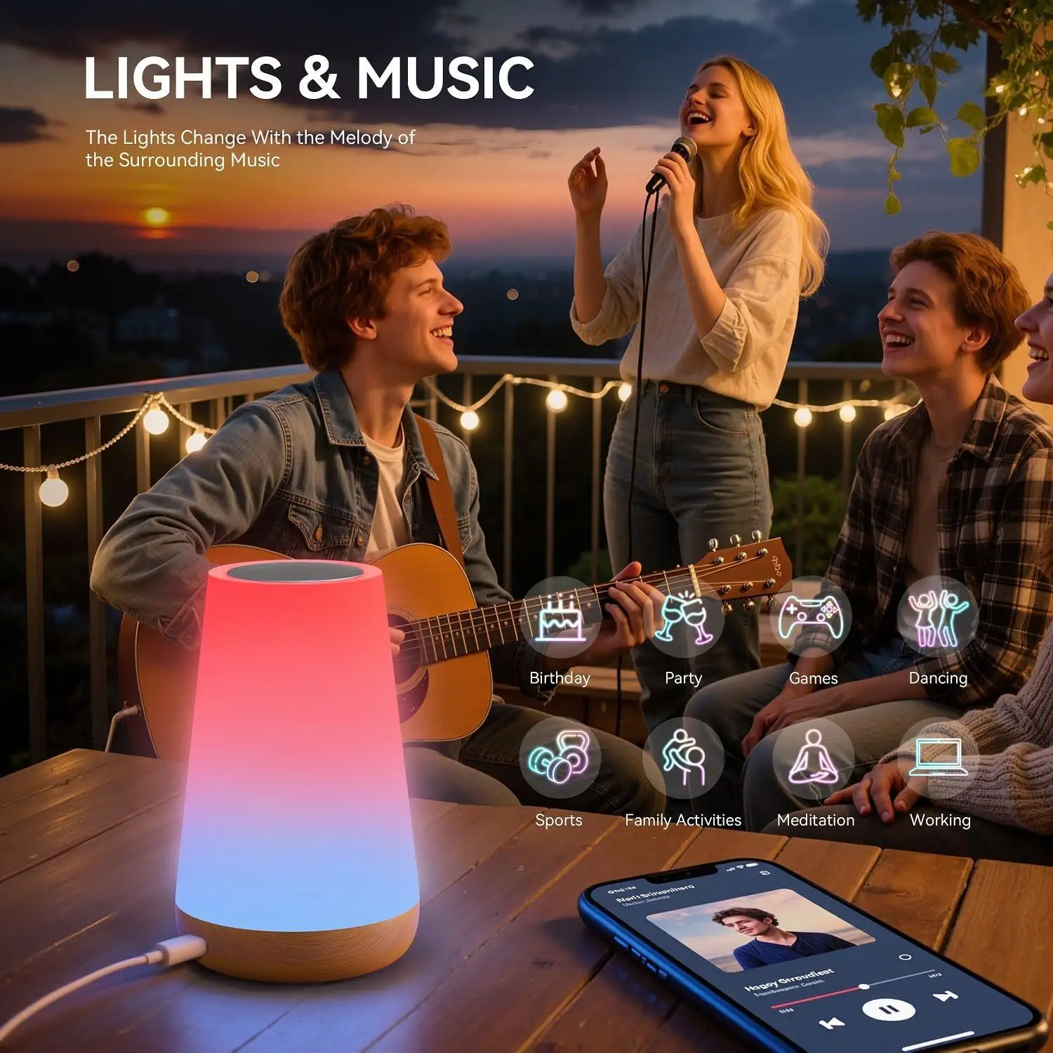 USB Rechargeable Tuya WiFi Smart Table Lamp Dimmable App Voice Control Desk Lamp RGB Touch Lamps Bedroom Night Light for Alexa - view 5