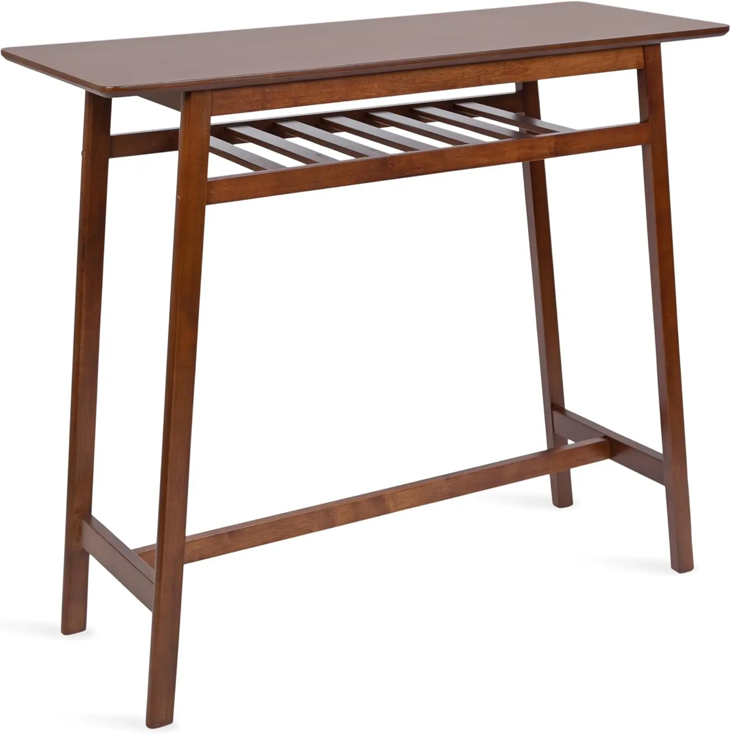 

Morreau Mid- Modern Rectangle Pub Storage Shelf For Use As High Top Computer Desk Table, 48X19X43, Walnut Brown