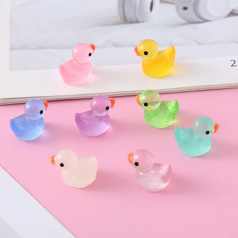 10 Pcs Cute Bright Surface Cartoon Animal Translucency Duckling Series Resin Scrapbook Diy Jewelry Wedding Hairpin Accessories