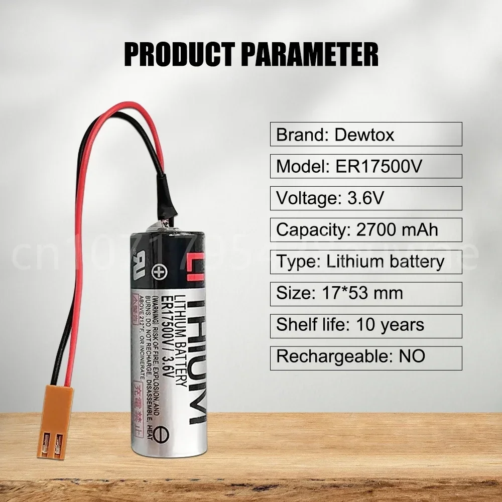 10 Uds Original 100% CS1W-BAT01 ER17500V ER17/50 3,6 V 2700mAh PLC batería de litio con conectores de enchufes marrones