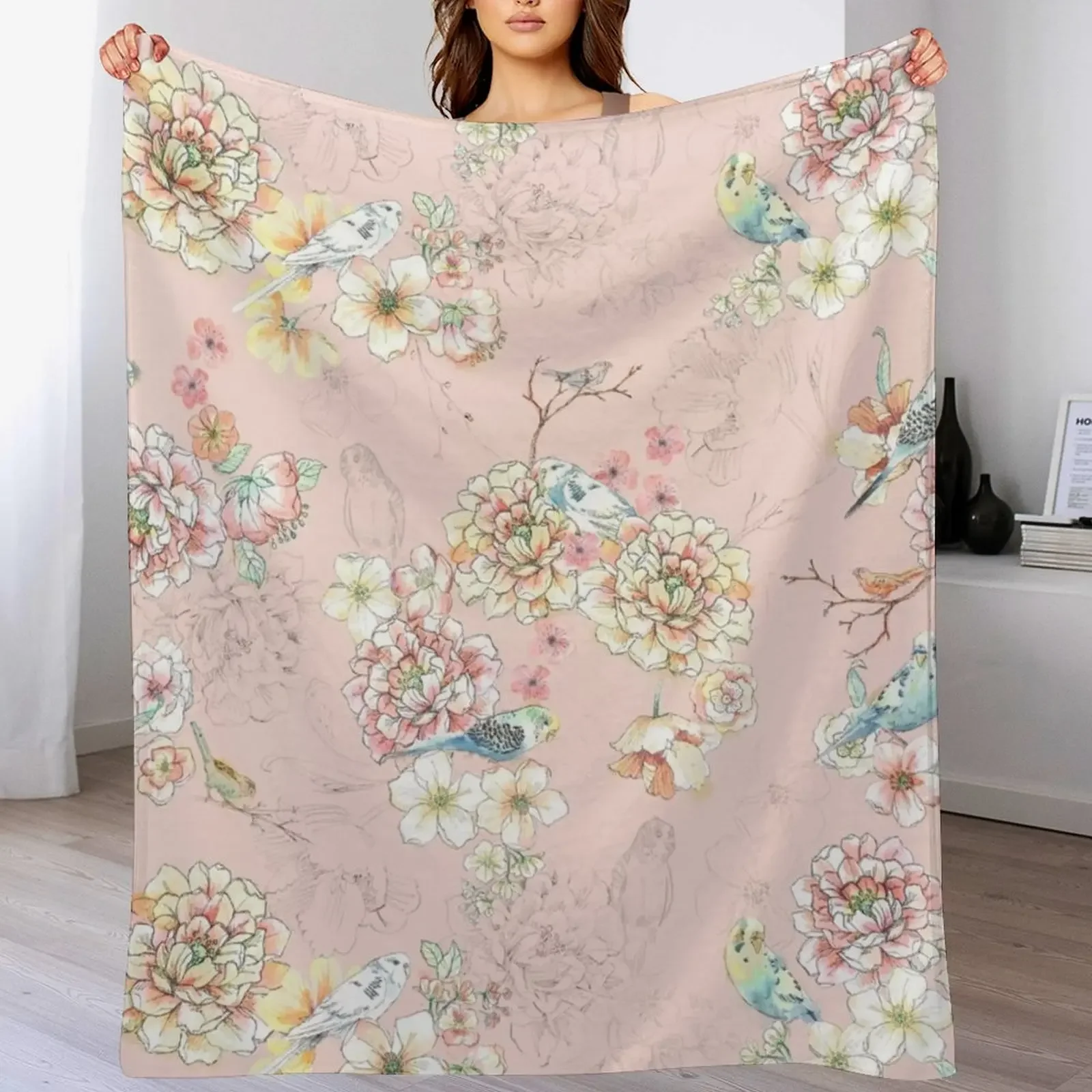 

Budgie print Throw Blanket Blankets For Baby Warm Blankets