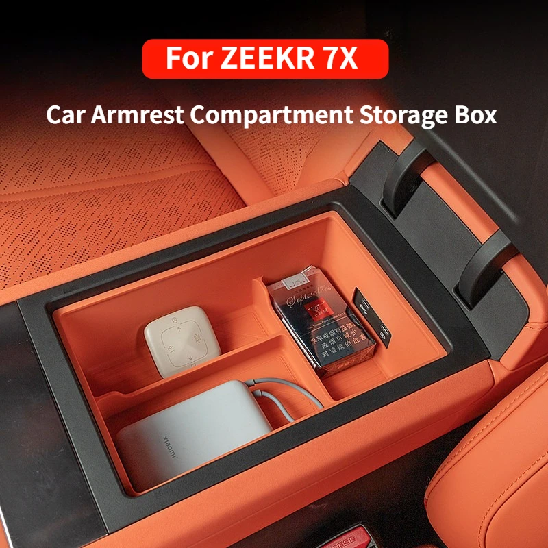 

For ZEEKR 7X Car Armrest Compartment Storage Box Silicone Car Central Control Storage Box Auto Interior Decorative Accessories