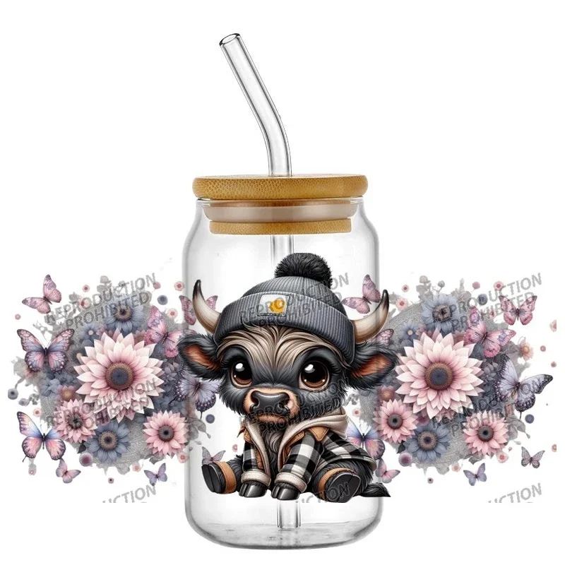 Popular Street Style 3D Cartoon Character Decal, 16oz Libbey UV DTF Cup Wrap, Personal Durable Waterproof Cup Sticker