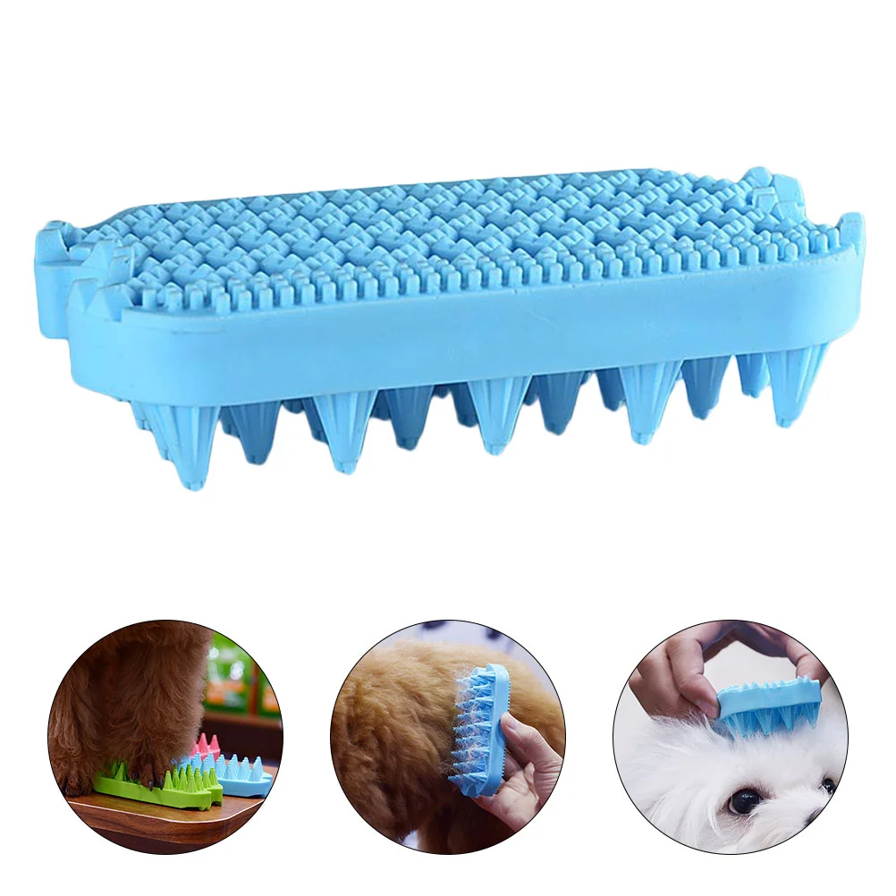 Dog Washing Brush Pet Bath Massage Cleaning Message Comb The Cat Hair Remover Blue Soft Rubber