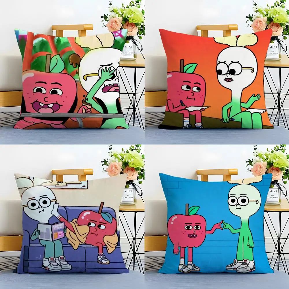 Anime Food A-AppleS And OnionS Cushion Cover Linen Pillowcase Soft  for Sofa Bed Home Room Decor