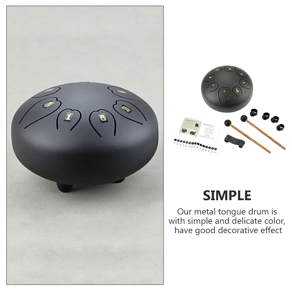 

Ethereal Drum Percussion Instrument for Musical Education Yoga Tongue Drumstick Mallets Black Child