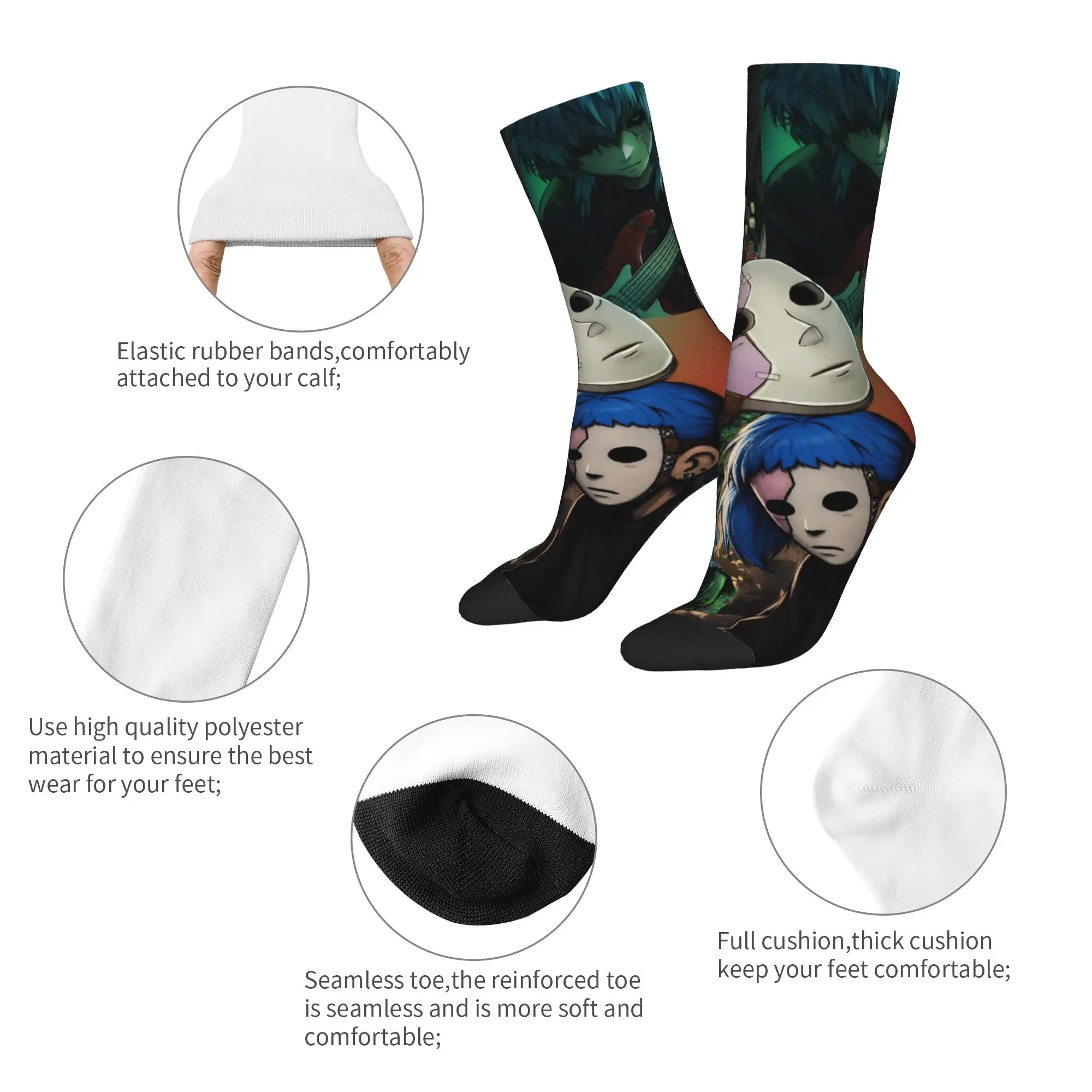 Winter Warm Retro Women Men Sally Face Horro Game Socks  Breathable Skateboard Socks