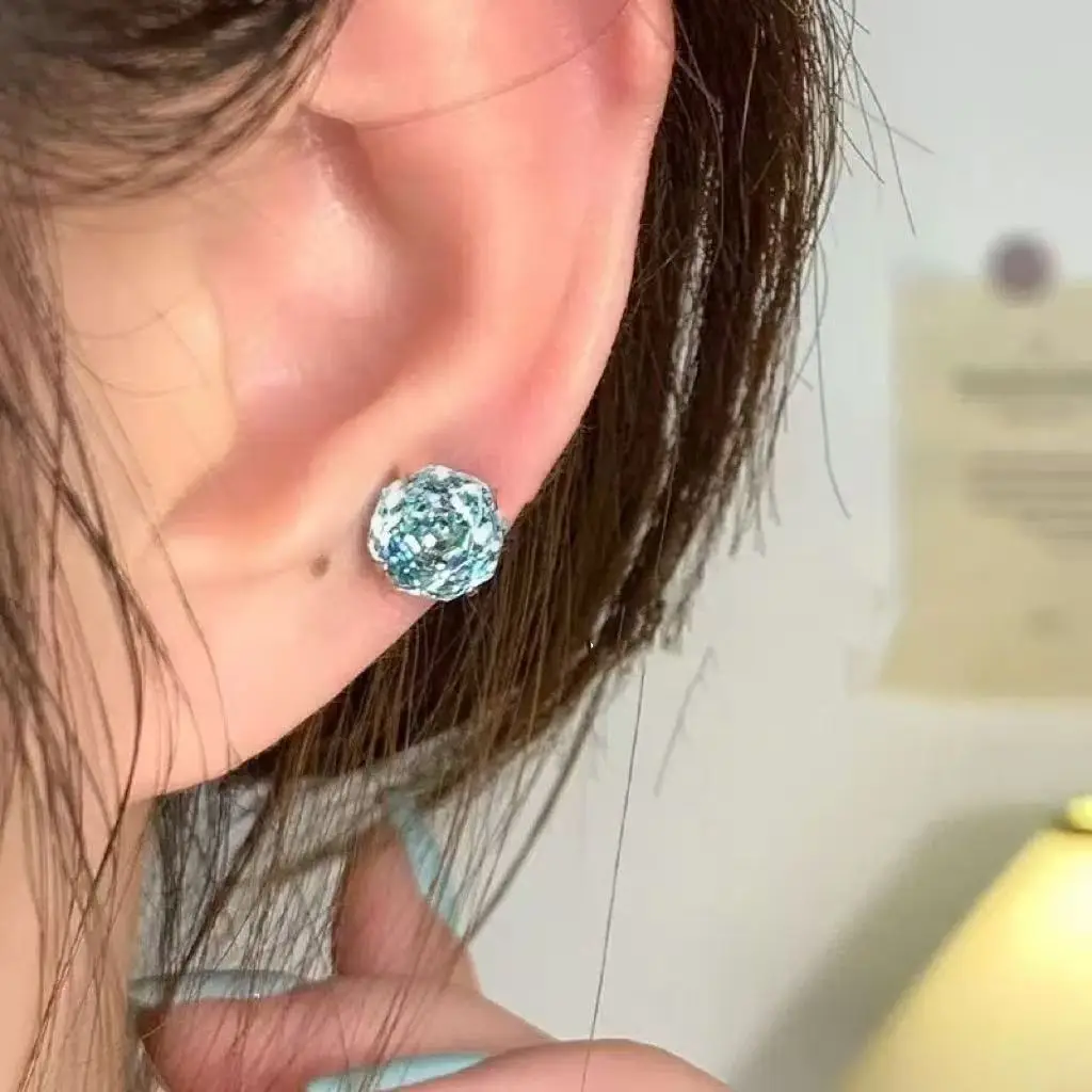 New Arrivals Multi Color Crystal Round Stud Earrings for Women Shiny Stylish Daily Summer Jewelry Tarnish Resistant