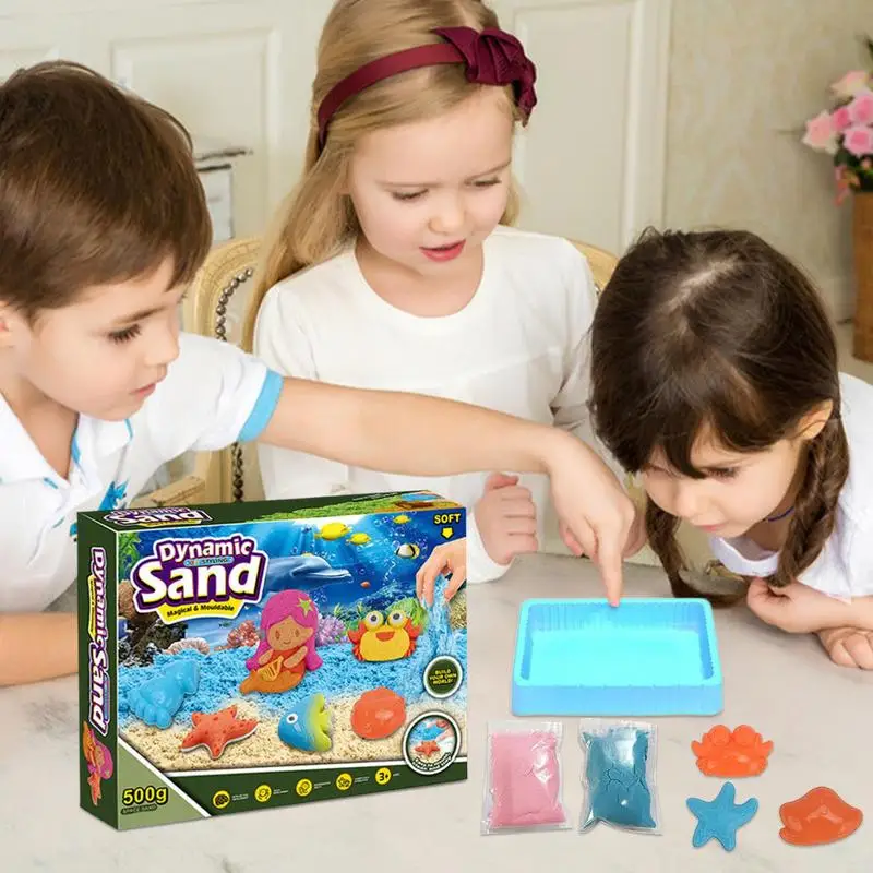 

Sensory Play Sand Art Kit Moldable Sensory Sand Set for Girls Goodie Bags Kids Sensory Sand for School Home Indoor Outdoor