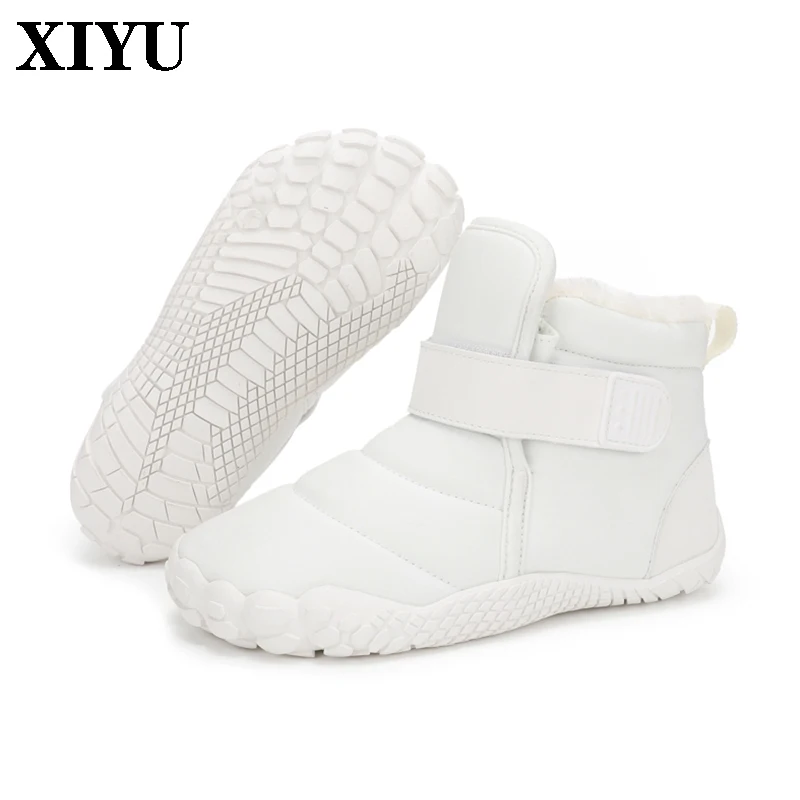 

Детские зимние зимние ботинки XIYU, розовые уличные нескользящие теплые флисовые подкладки, водонепроницаемая детская прогулочная обувь с высоким берцем.