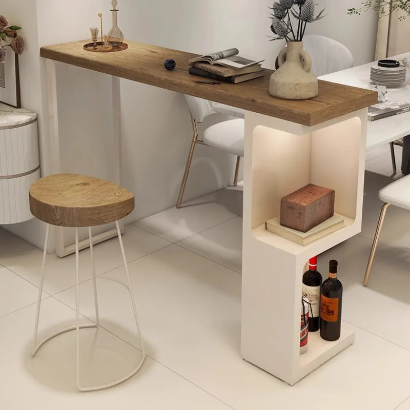 

Cream wind solid wood bar table, partition cabinet at the corner of the living room, small bar table, balcony, homestay against
