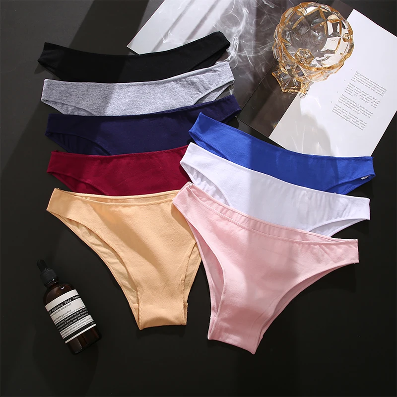 FINETOO 5PCS/Set M-XXL Panties Women Cotton Lingerie Woman Underwear Sexy Femme Underwear Girls Underpant Panty 7 Solid Colors