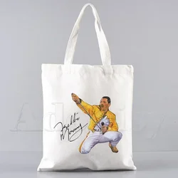 Freddy Mercury Tote Bag borse di tela Unisex borse per la spesa borsa a tracolla Casual stampata pieghevole