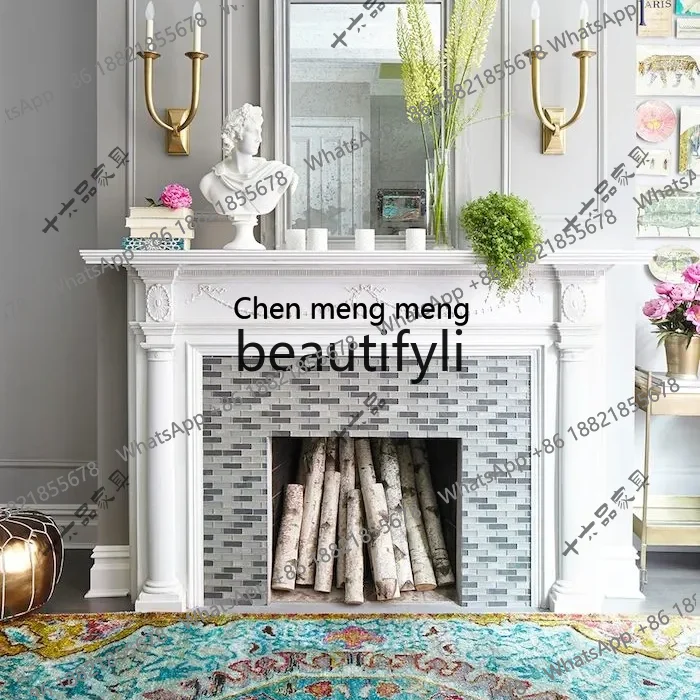 Z183 Vintage Style Fireplace Mantel Retro French Entryway Cabinet Water Divider Cover American Decorative Cabinet