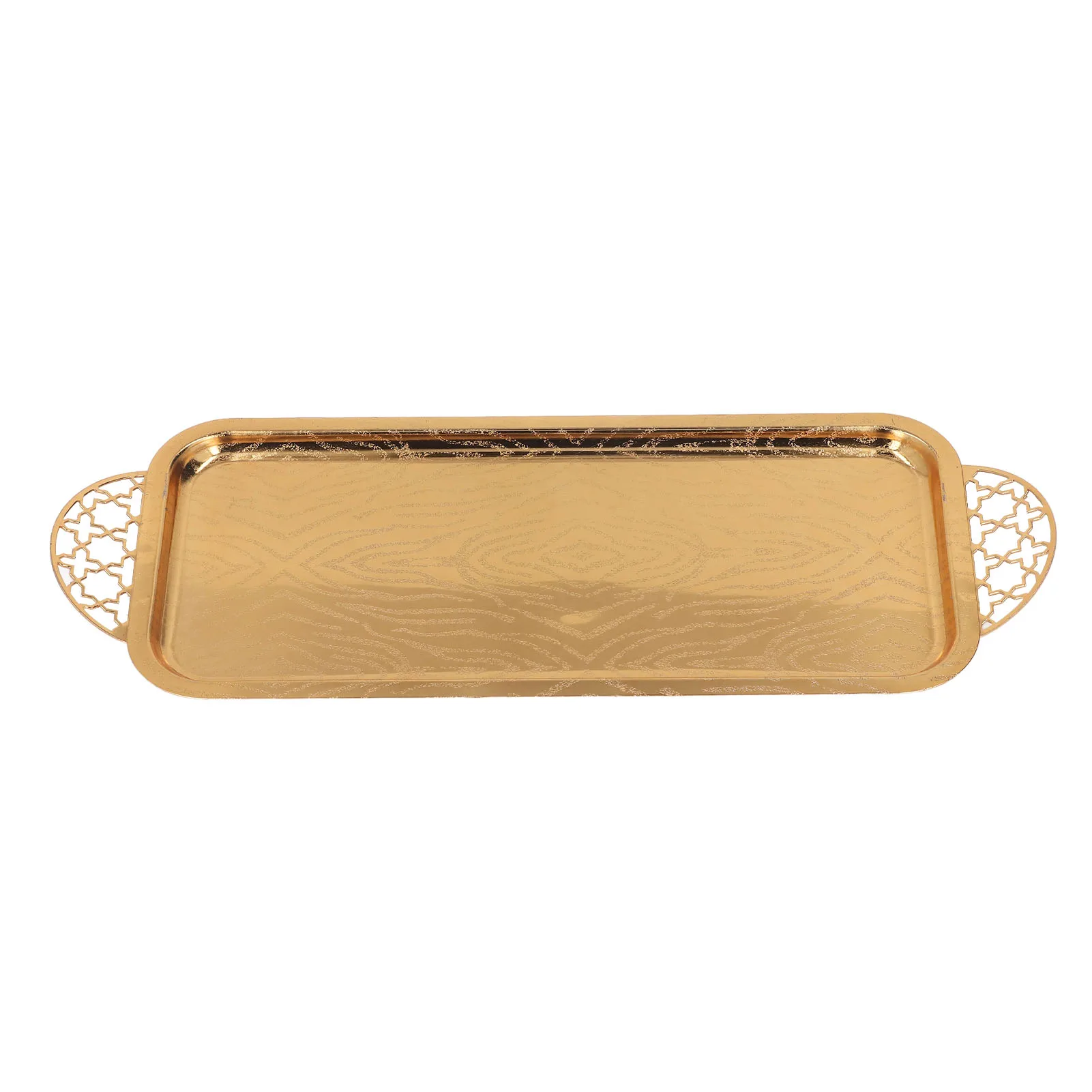 Serving Tray Gold Retro Light Luxury Oblong Water Cup Tea Fruit Tray With Star Handle For Home Living Room