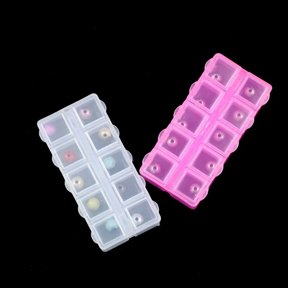 

10 Grids Plastic Rectangle Small Compartment Storage Box Earring Jewelry Beads Case Container Display Organizer Pillbox