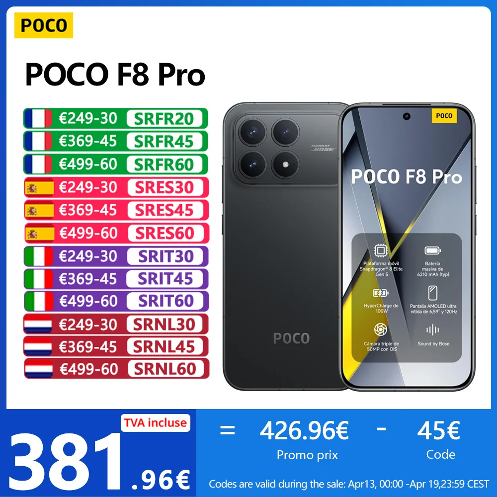 POCO F8 Pro 5G, NFC, Snapdragon® 8 Elite, Schermo AMOLED HyperRGB POCO 120 Hz 6,59", fotocamera 50 MP, 6210 mAh, IP68 ...