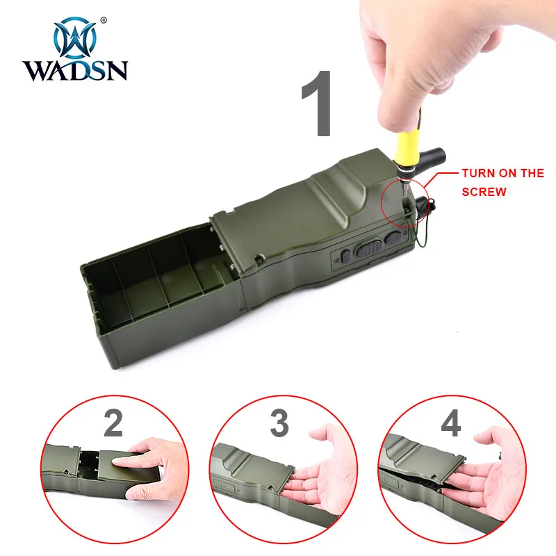 Wadsn-walkie talkie militar tático, modelo prc 148, caixa de rádio fictício, pacote de antena, modelo interfone prc 152