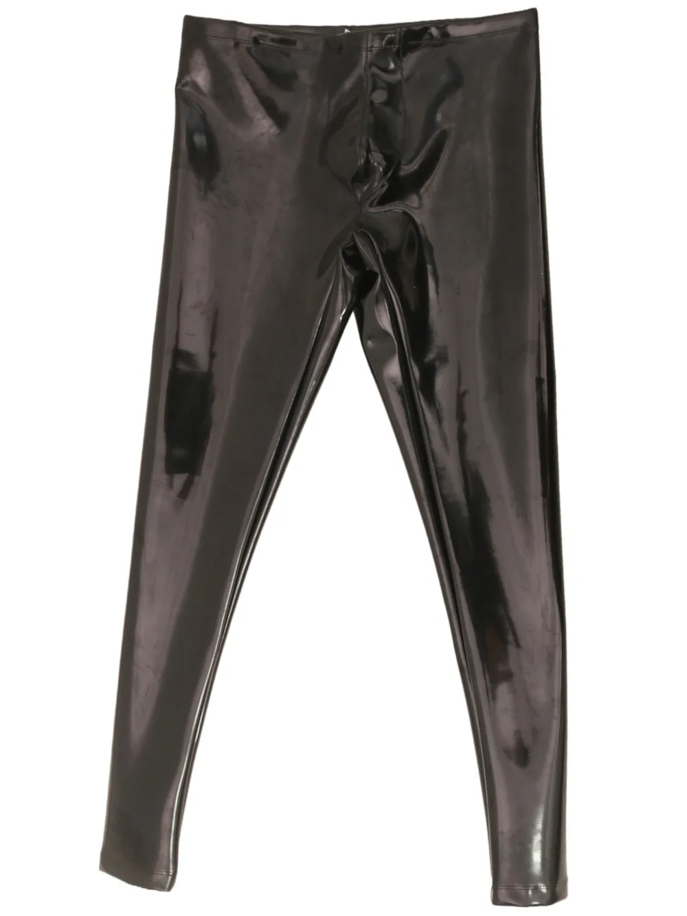 男性用セクシーなPUレザーのスキニーパンツ、スリムで伸縮性があり光沢のあるスタイリッシュなパンツ