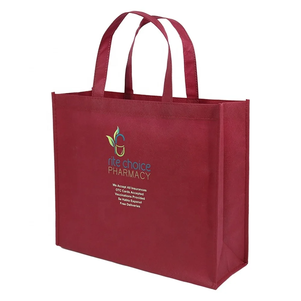 500pcs/Lot Wholesale Eco Friendly Reusable Waterproof Custom Printed Non Woven Bags with Handle Grocery Shopping Gift Packaging